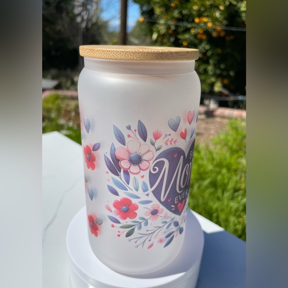 Best Mom Ever Libby frosted can glass 16oz - Picture 3 of 5